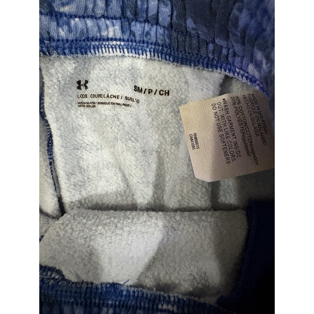 Under Armour Joggers Mens SMALL UA Rival Fleece 28 INSEAM Tie Dye Blue White - Picture 3 of 5